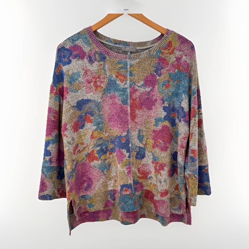 Habitat Abstract Sweatshirt Womens S Wearable Art Lagenlook Colorful Cozy Top